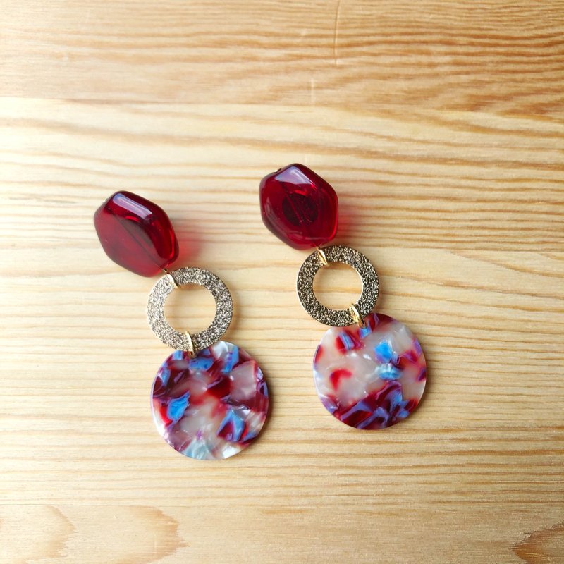 Geometrical fantasy earrings - Earrings & Clip-ons - Other Materials Red