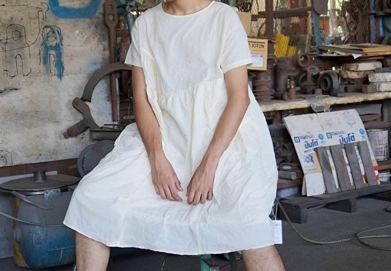 White Dress_Deckmethailand - One Piece Dresses - Cotton & Hemp 