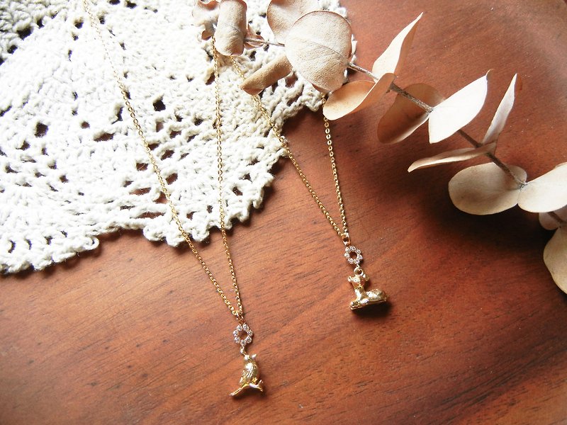*coucoubird*small animal gold-plated chain-bird/fawn - Necklaces - Other Metals Gold