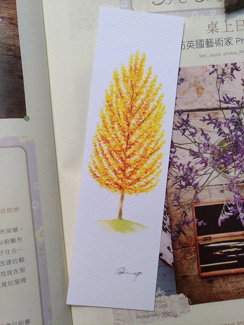 Autumn Orange Tree - Watercolor Bookmark Card Print - ที่คั่นหนังสือ - กระดาษ สีส้ม