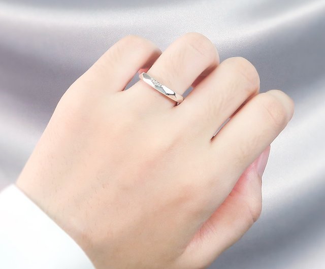 Customized Gift】Rhombic Angle Face Women's Rings Couple Models Engraving  Custom Sterling Silver Rings - Shop 64design Couples' Rings - Pinkoi