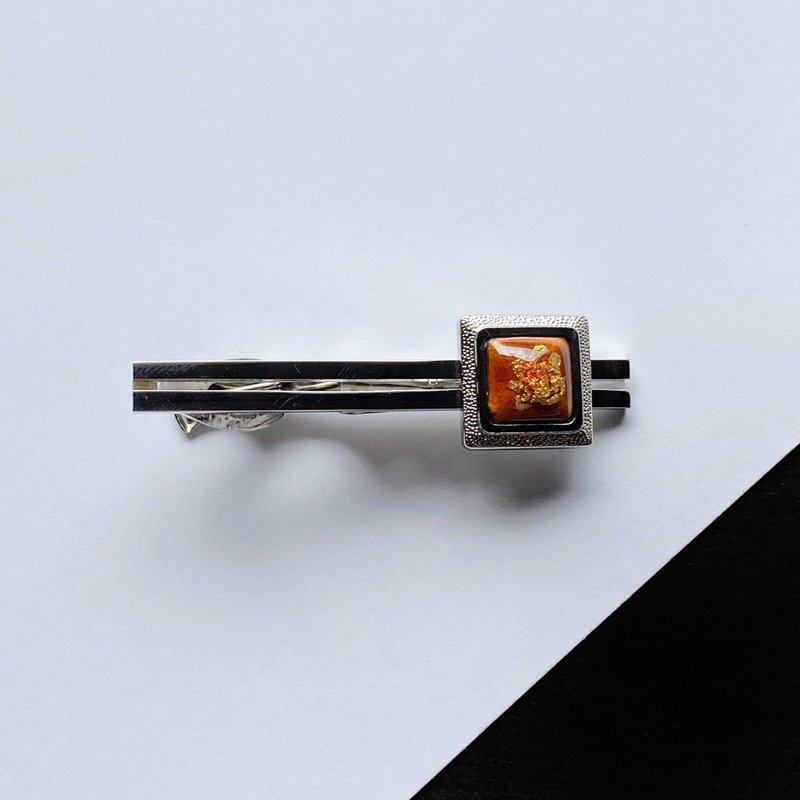 箔ちらし【トパーズ Topaz】七宝焼のネクタイピン  純銀箔ちらし七宝 - 領帶/領帶夾 - 其他材質 橘色