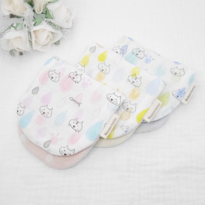 Nyankoshizuku cat fluffy 8-ply gauze handkerchief Japan handmade 10x20cm/4x8inch - Handkerchiefs & Pocket Squares - Cotton & Hemp Multicolor