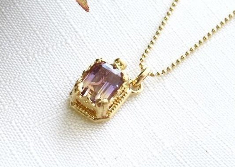 [Made to order] Ametrine perfume bottle motif necklace - Necklaces - Gemstone Purple