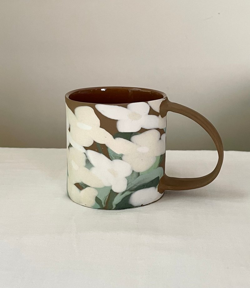 White Hydrangea Porcelain Coffee Mug - Mugs - Porcelain 