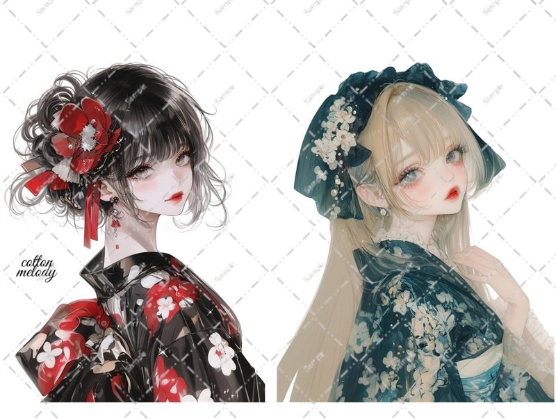 original sticker no.5849 人物ステッカー オリジナルステッカー 人物ステッカー 女の子ステッカー オリジナル人物ステッカー - 貼紙 - 紙 