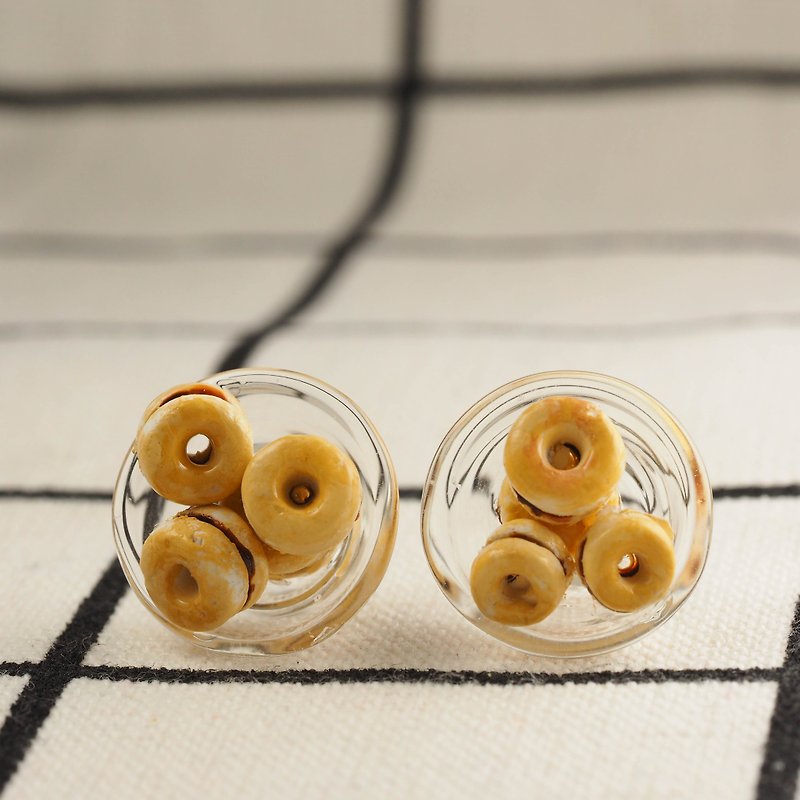 OMYWAY Handmade Dried Flower - Glass Globe - Earrings 1.2cm - Earrings & Clip-ons - Glass White