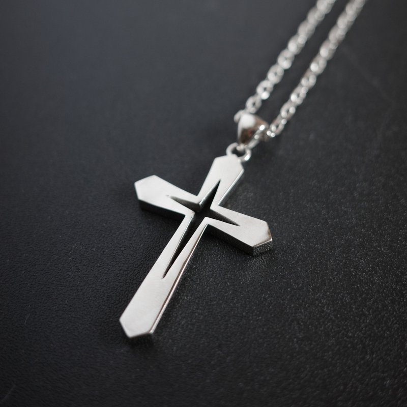 Star of Bethlehem - 925 Sterling Silver Cross Pendant Necklace Jewelry - สร้อยคอ - เงิน 