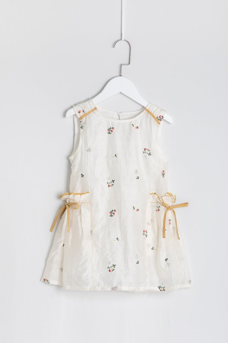 立体ポケットストラップドレス - Strawberry Blossom - スカート - コットン・麻 