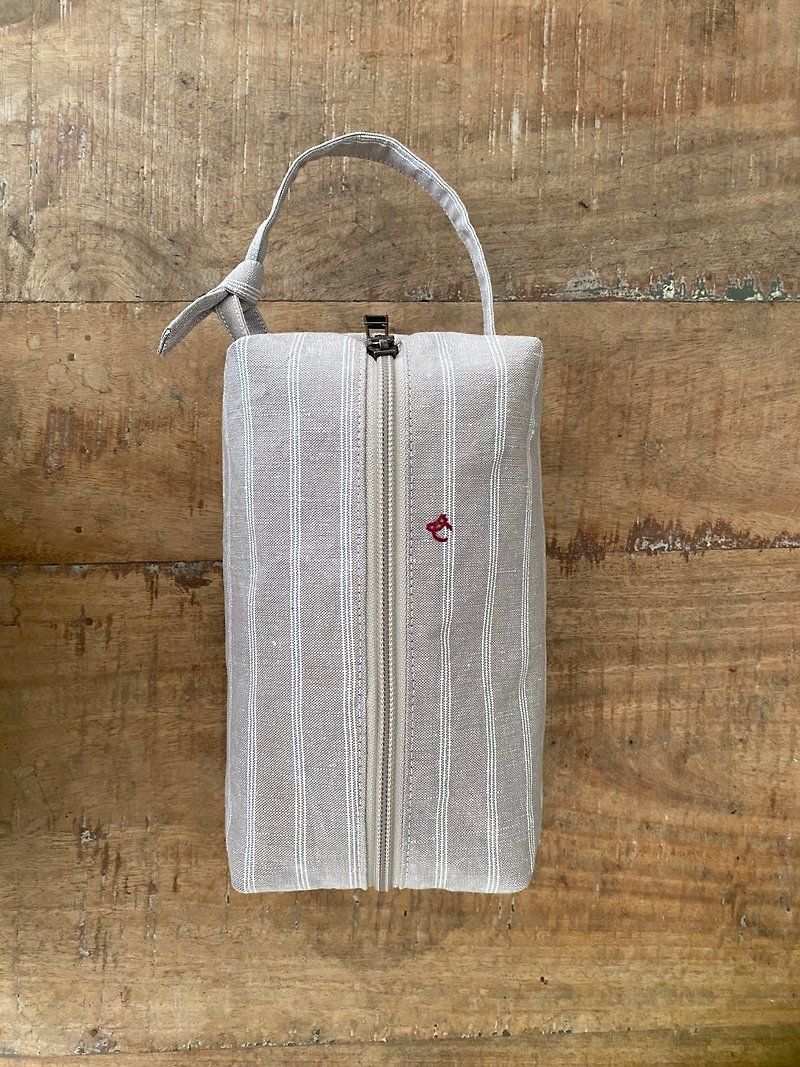 Linkkimokki 家的面紙包 - 奶茶條紋 - 紙巾盒 - 棉．麻 