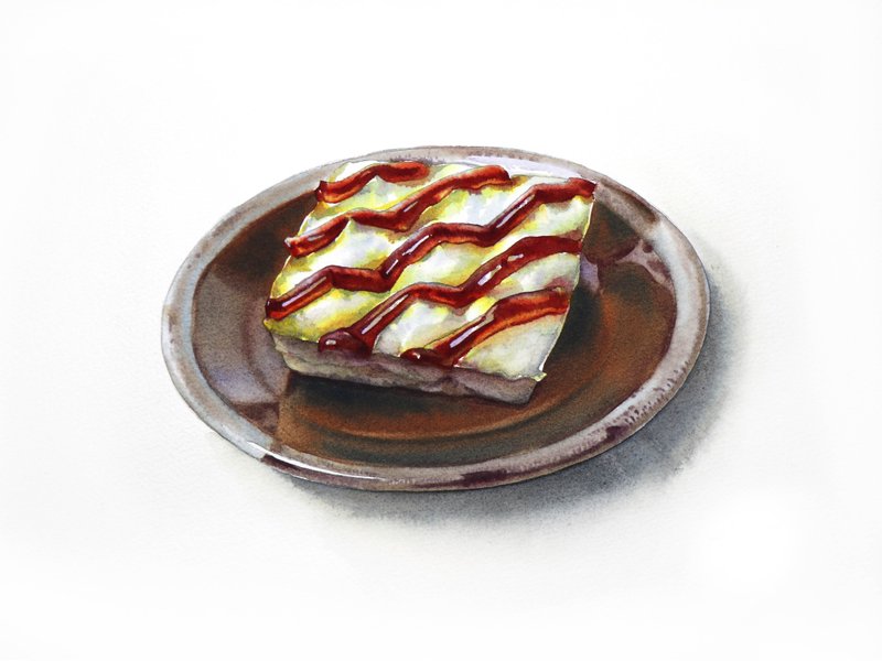 Cake original watercolor painting by artist Irina Zhunaeva - 壁貼/牆壁裝飾 - 紙 咖啡色