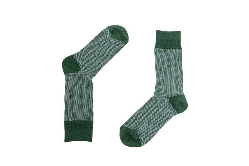 竹節紋理紳士襪 軍綠 - 紳士襪 - 棉．麻 綠色