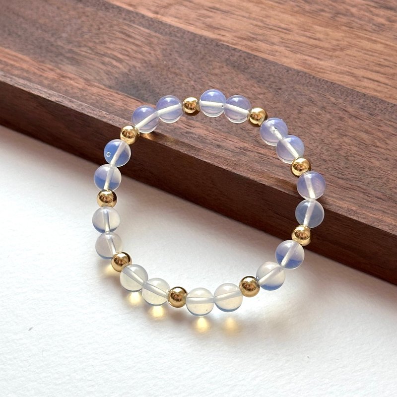 [Libra Scorpio|October] Simple 18K gold-plated bracelet with two opals to attract wealth and love luck - Bracelets - Semi-Precious Stones Multicolor