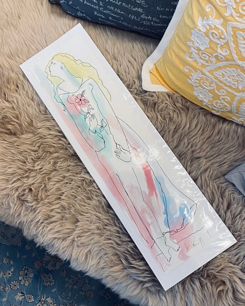 Linda Le Kinff-Woman女人-Watercolor on print簽名版畫01 - 海報/掛畫/掛布 - 紙 粉紅色