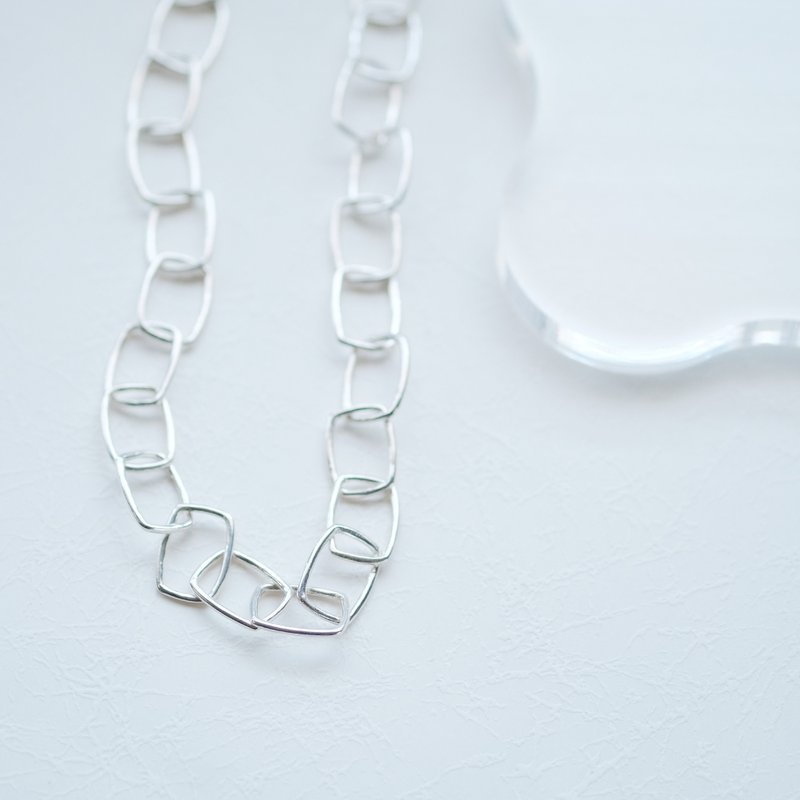 Square chain necklace Silver 925 - สร้อยคอ - โลหะ สีเงิน