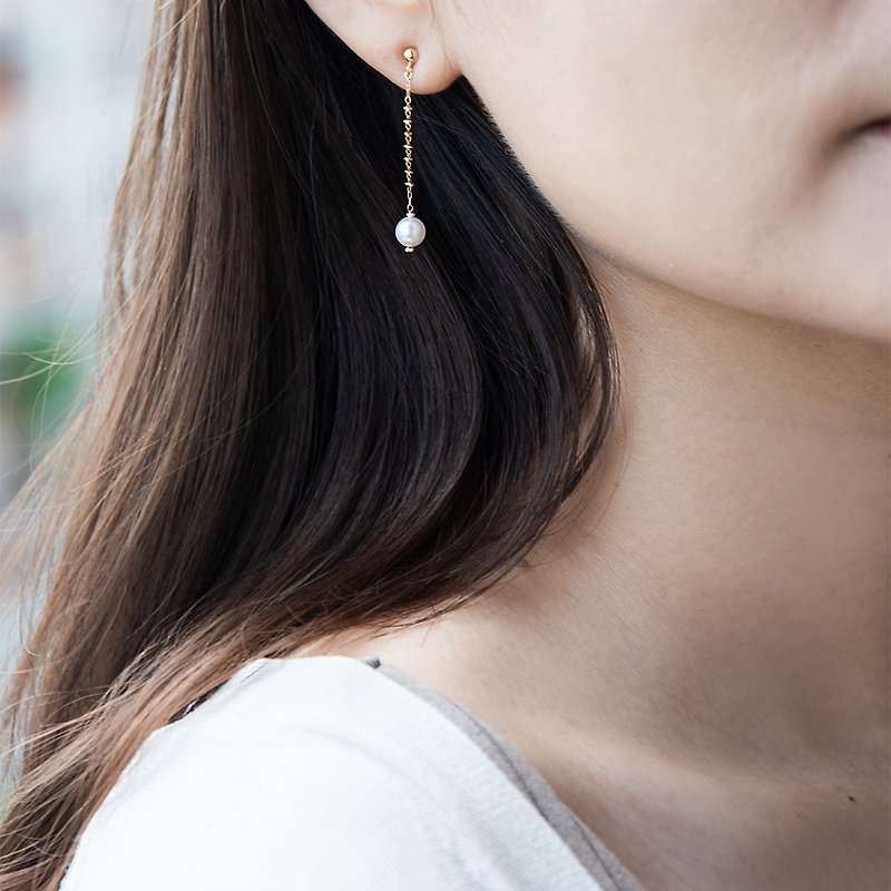 日本Akoya珍珠K金珠造型耳環-黃K金 - 耳環/耳夾 - 貴金屬 