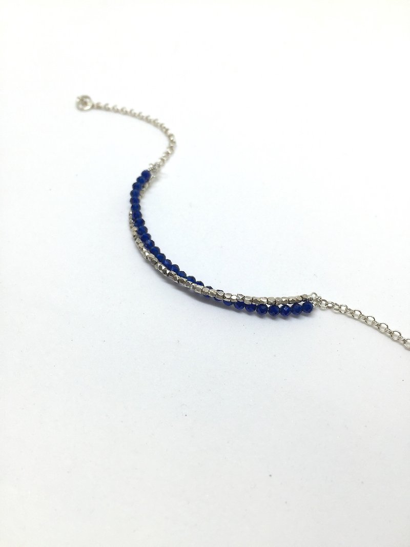 Follow the blue spinel sterling silver bracelet - Bracelets - Other Metals Silver