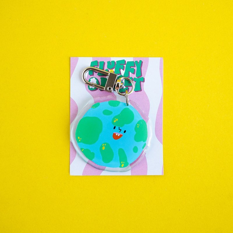 Fluffy Omelet - Keychain / Pin / Phone Grip - Earth - 手機/平板支架 - 壓克力 藍色