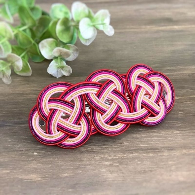 水引　バレッタ【東欧への憧れ】カラフル　キラキラ　ピンク - 髮夾/髮圈 - 其他金屬 粉紅色