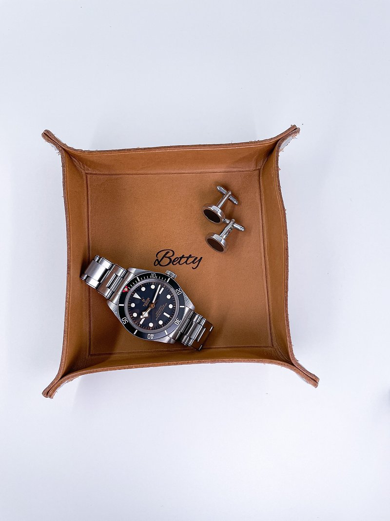 Genuine leather storage tray丨Accessory tray丨Customized name丨Handmade丨Customized gift丨Christmas gift box - กล่องเก็บของ - หนังแท้ 
