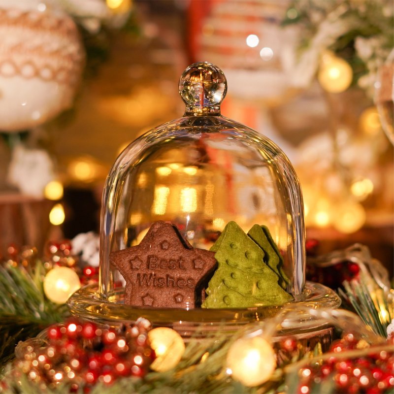 【クリスマスビスケットセット】フレンチ濃厚ココアのクリスマススター3枚、和風甘口抹茶のクリスマスツリー3枚 - スナック菓子 - その他の素材 レッド