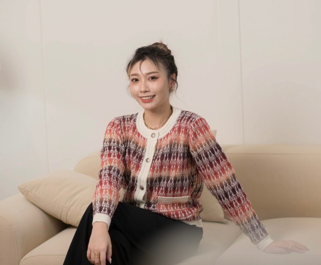 フランスのシャネル風ニットジャケット3色 - ショップ SUN-KISSED