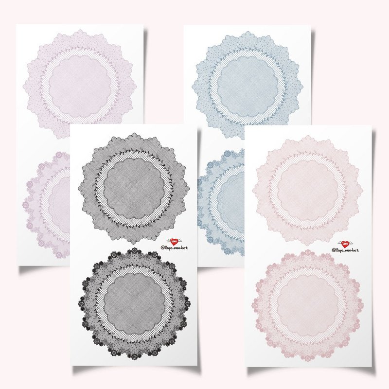 Cutie Lace Round Doily Stickers – 4 Designs, 40 Pieces (1 Set) - 貼紙 - 紙 