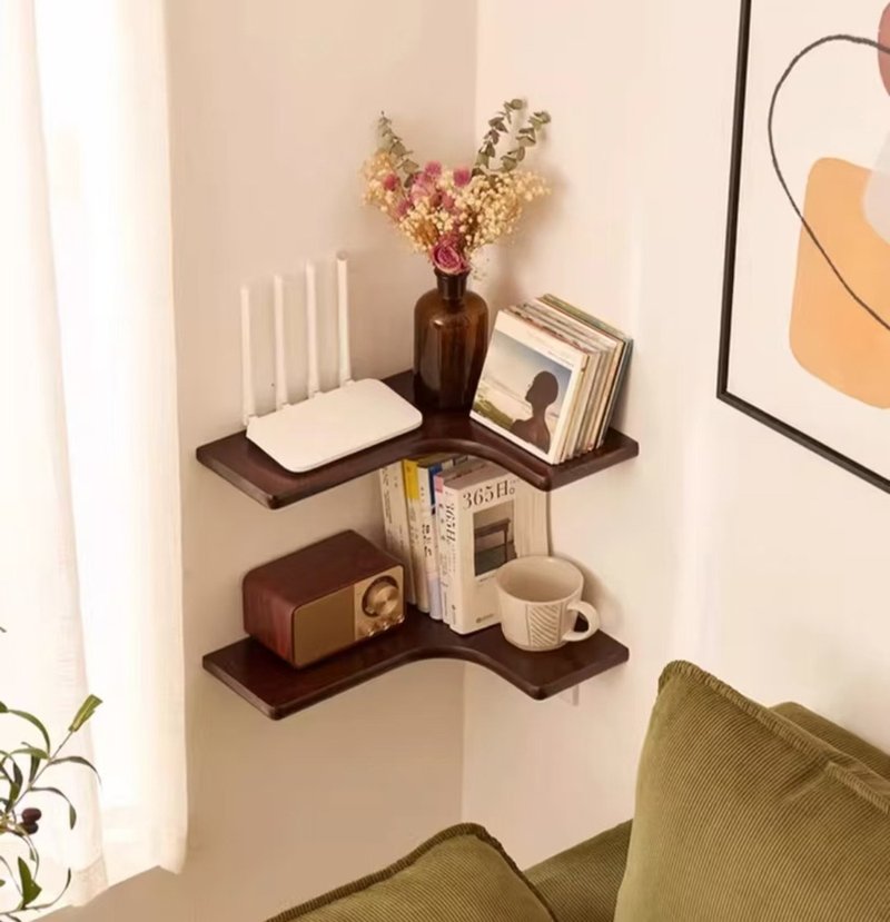 wall mounted wooden storage board   walnut organize rack - กล่องเก็บของ - ไม้ 