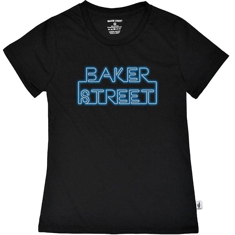 【英國Baker Street 貝克街】女裝 - 純棉短袖T - 霓虹招牌 藍 - T 恤 - 棉．麻 白色