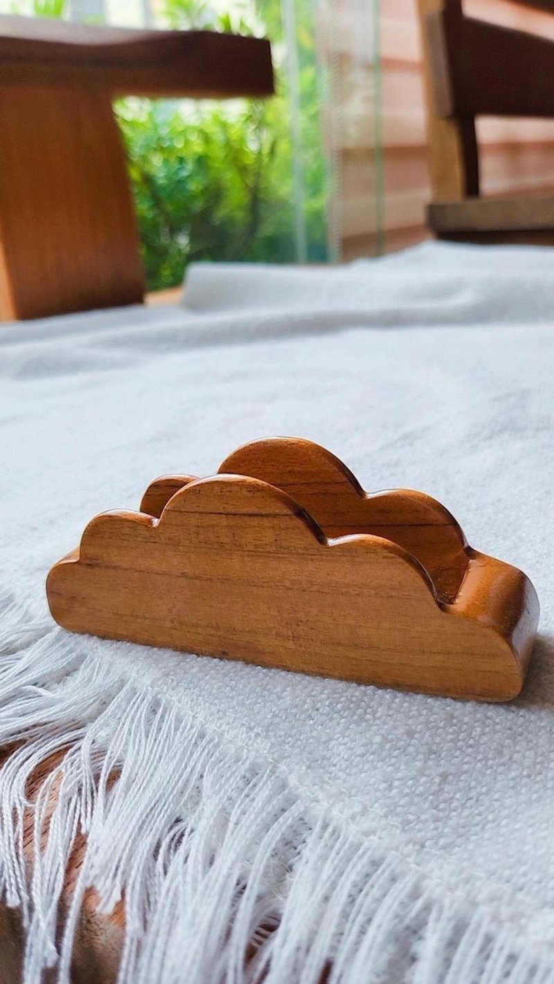 Teak Cloud Business Card Holder - Card Stands - Wood 