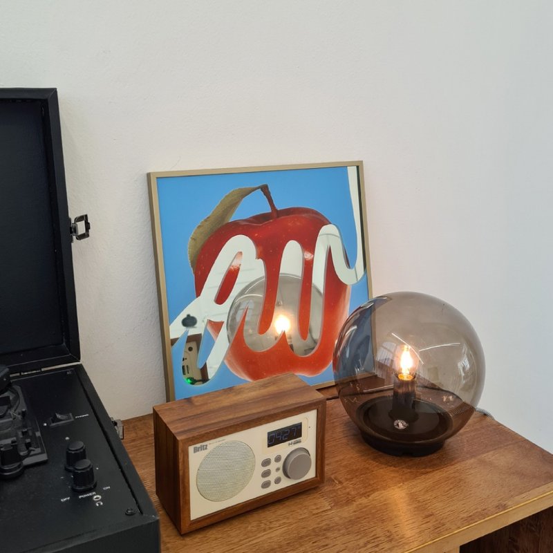 Mirror - Apple with drawing_BLUE/ 30cm x 30cm - 其他 - 玻璃 藍色