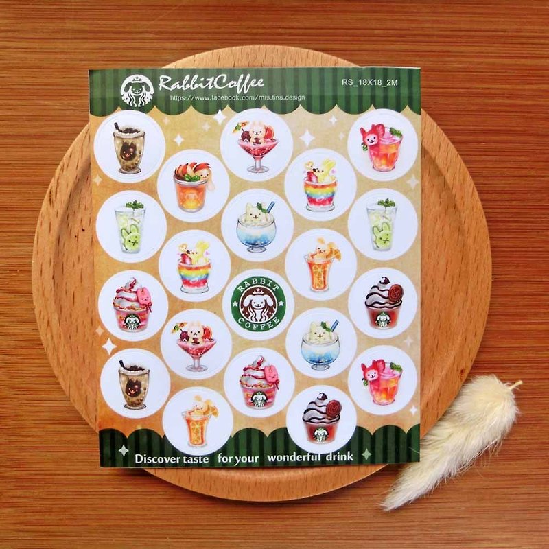 Small round sticker - drink rabbit - Stickers - Paper Multicolor