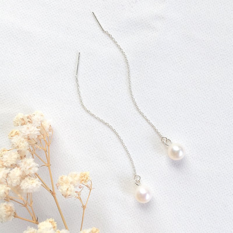 Dream mermaid earrings S925 sterling silver earrings anti-allergy - Earrings & Clip-ons - Sterling Silver White