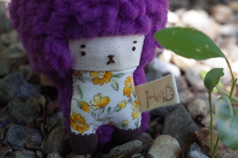 Dora rabbit - grape hair -050 yellow flowers small green leaves - Keychains - Cotton & Hemp Purple