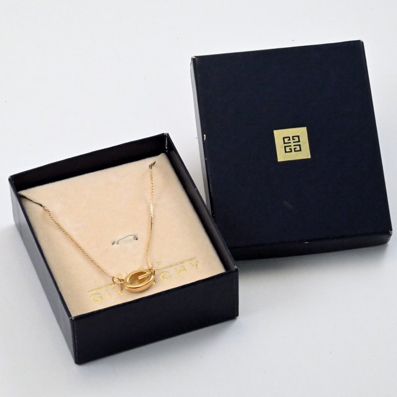 Free shipping Vintage GIVENCHY Necklace Retro Gold G Mark Simple JAPAN - สร้อยคอ - เครื่องประดับ 