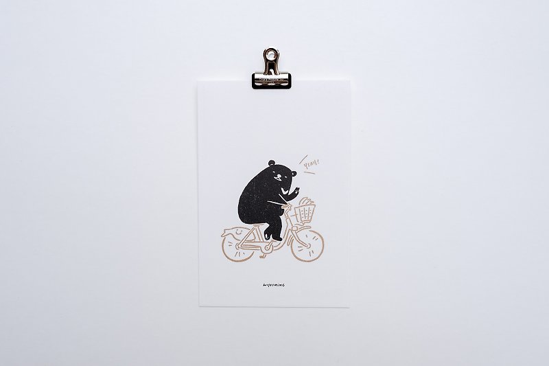 紙 卡片/明信片 白色 - WHOSMiNG台灣明信片系列 - BIKING BEAR 黑熊ubike