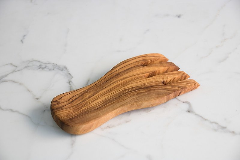 オリーブウッドショートハンドルワイドヘッドサラダスプーン - 調理器具 - 木製 ブラウン