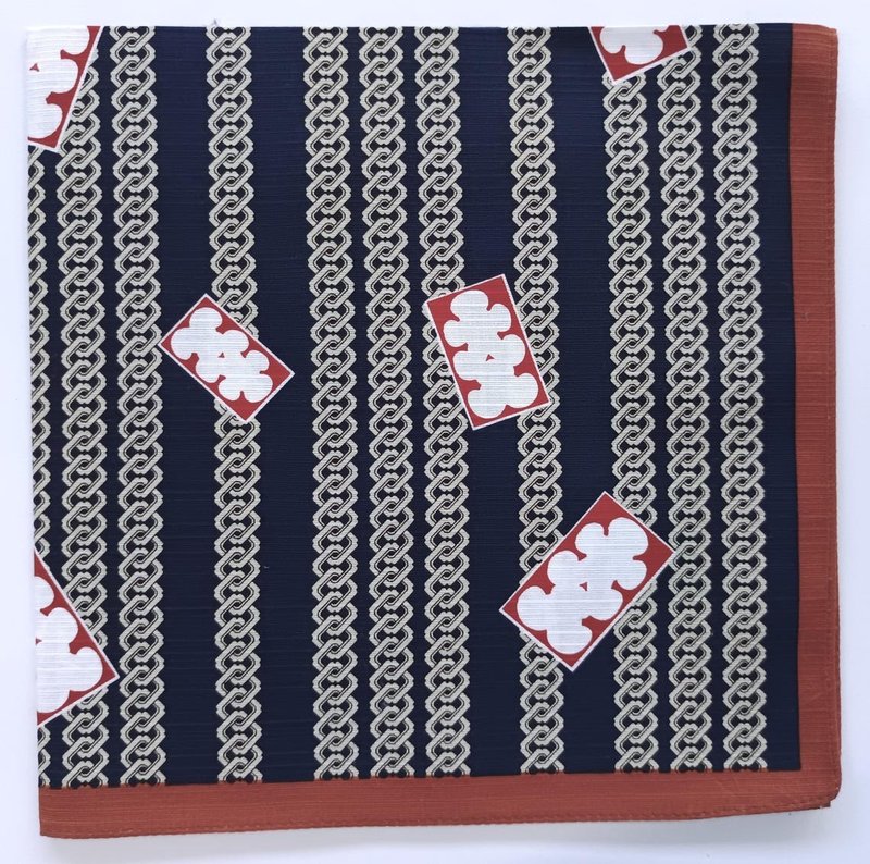 Japanese Shima Pattern Bandana, 20 x 20 inches, Blue Japanese fabric Furoshiki - 手帕 - 棉．麻 藍色