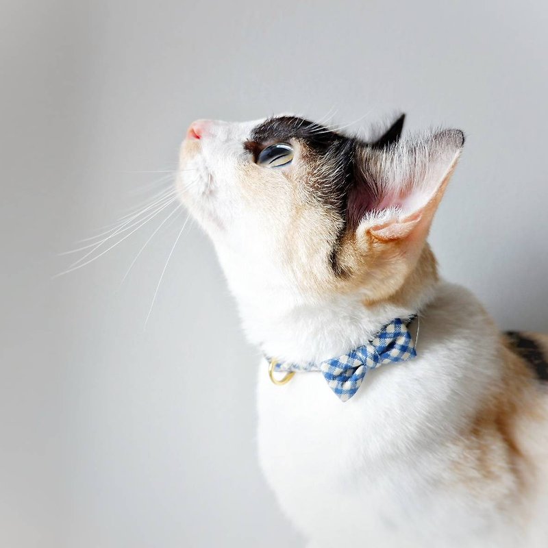 MICKEY: Handmade tiny Bow-tie breakaway cat collar - 貓狗頸圈/牽繩 - 棉．麻 咖啡色