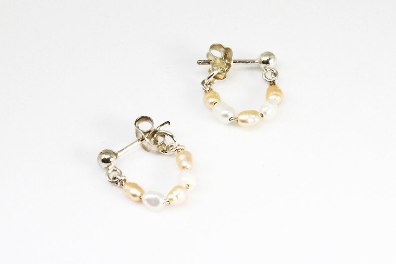 【925銀】 天然迷粒珍珠圓耳環-3mm - 耳環/耳夾 - 純銀 多色
