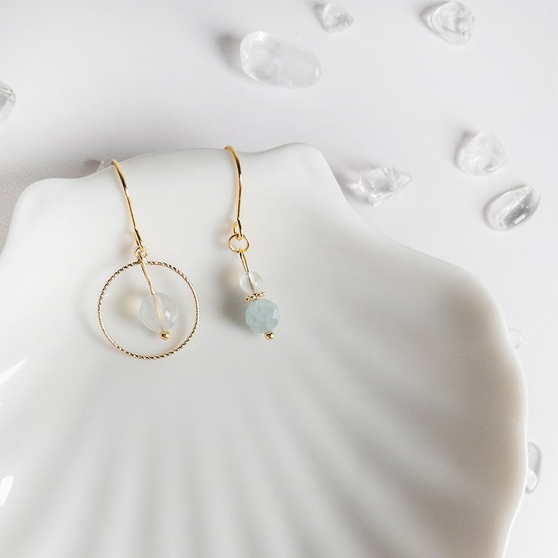 Natural Stone Handmade Earrings - Aquamarine | Moonstone | Ear Needle | Ear Hook | Clip-On - Earrings & Clip-ons - Gemstone White