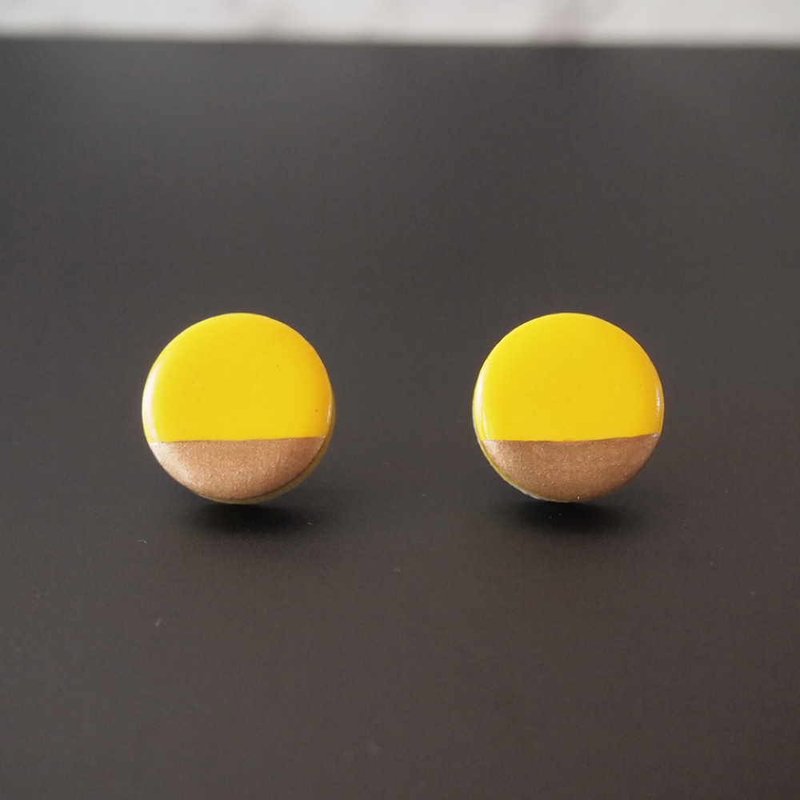 ビビットイエロー美濃焼ピアス(ツートン) ピアス / イヤリング - 耳環/耳夾/耳骨夾 - 瓷 黃色
