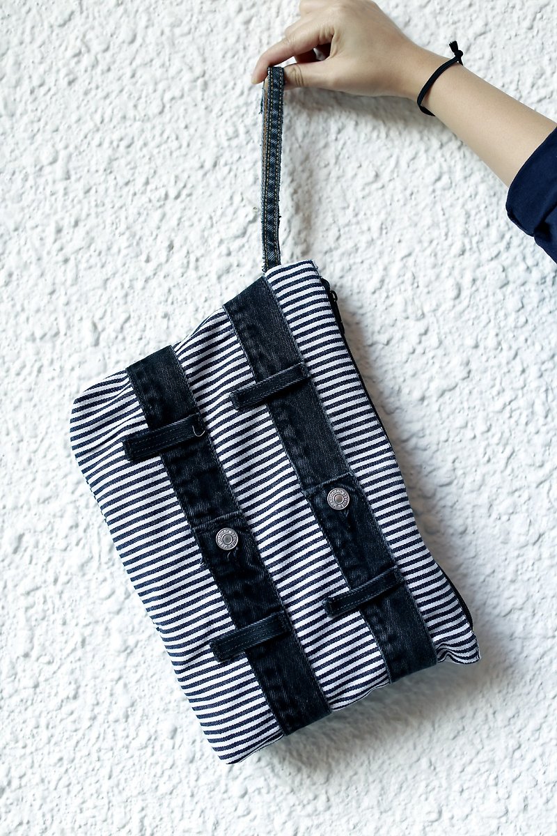 Jeans Bag Handbag - กระเป๋าถือ - ผ้าฝ้าย/ผ้าลินิน 