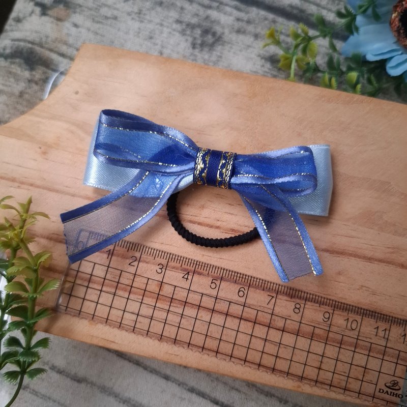 Children's hair tie--double blue ribbon - Hair Accessories - Other Man-Made Fibers 