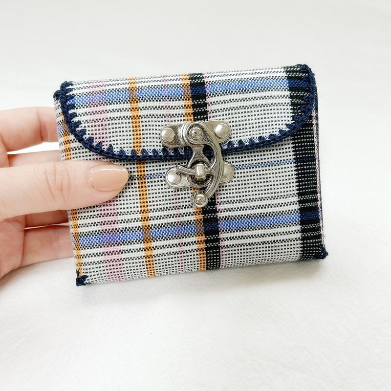 wallet -O.B Check wool tweed - 錢包/皮夾/長短夾 - 其他材質 藍色