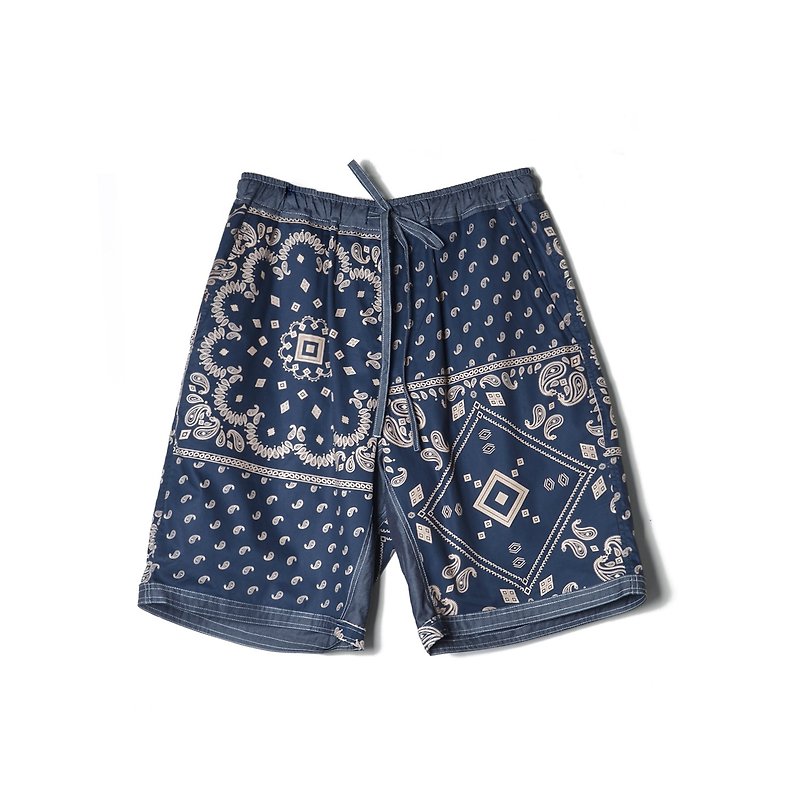 oqLiq-Displayinthelost – Amoeba double sided shorts - Men's Pants - Cotton & Hemp Blue