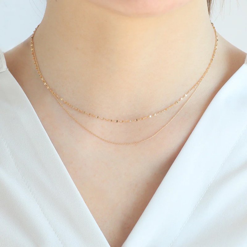 Japanese MONATELIER | K10 (gold) necklace [Lumen] - สร้อยคอ - เครื่องประดับ สีทอง