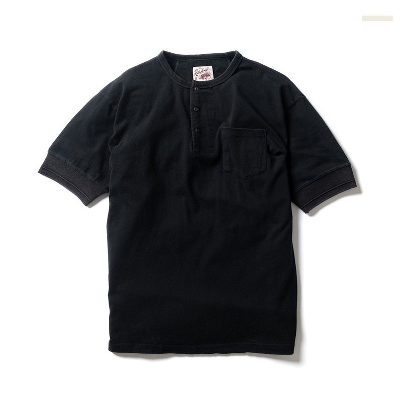 Henley Classic(S) - 槍黑 Black - 男 T 恤 - 棉．麻 