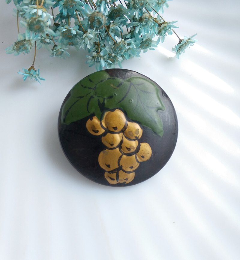 【西洋古董飾品】黑底 葡萄藤 圍巾夾 絲巾扣 絲巾夾 - 其他 - 其他金屬 金色