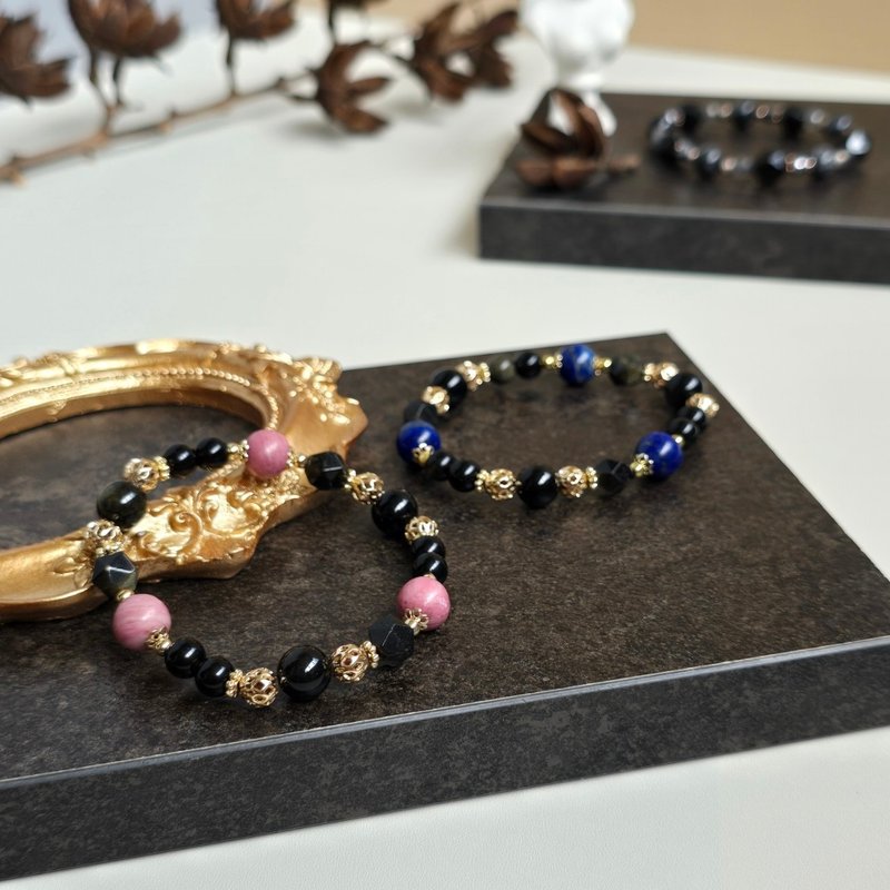 Aurora Hunter//T-240715/ Silver Stone/Lapis Lazuli/Rose Stone/Crystal Bracelet - สร้อยข้อมือ - เครื่องเพชรพลอย หลากหลายสี